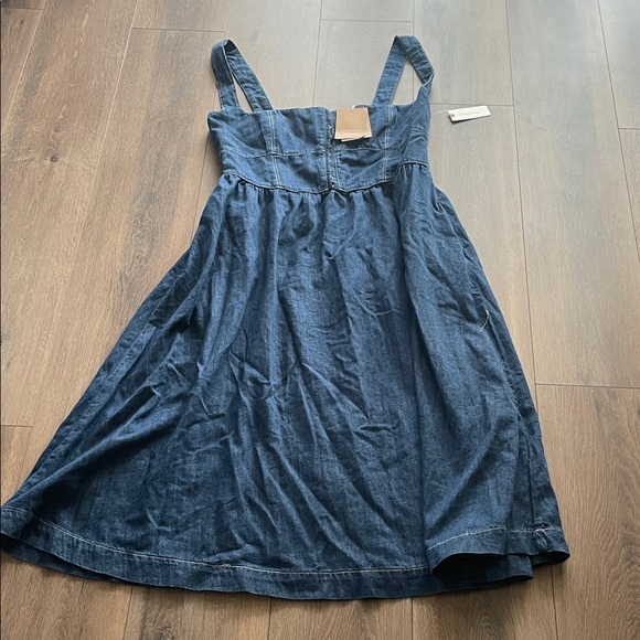 Reformation Anthropologie Dress Denim Tagliatelle Retro Preppy Boho Size 12 NEW - Picture 3 of 7